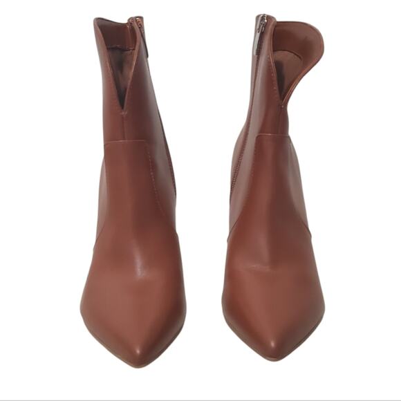 Nine West | NTune Cognac Brown Stiletto Heel Pointed Toe Ankle Booties - Picture 2 of 12